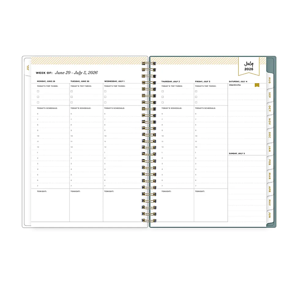 Planner Notes DD Scattered Leaves Green 5.875x8.625 AY26–27