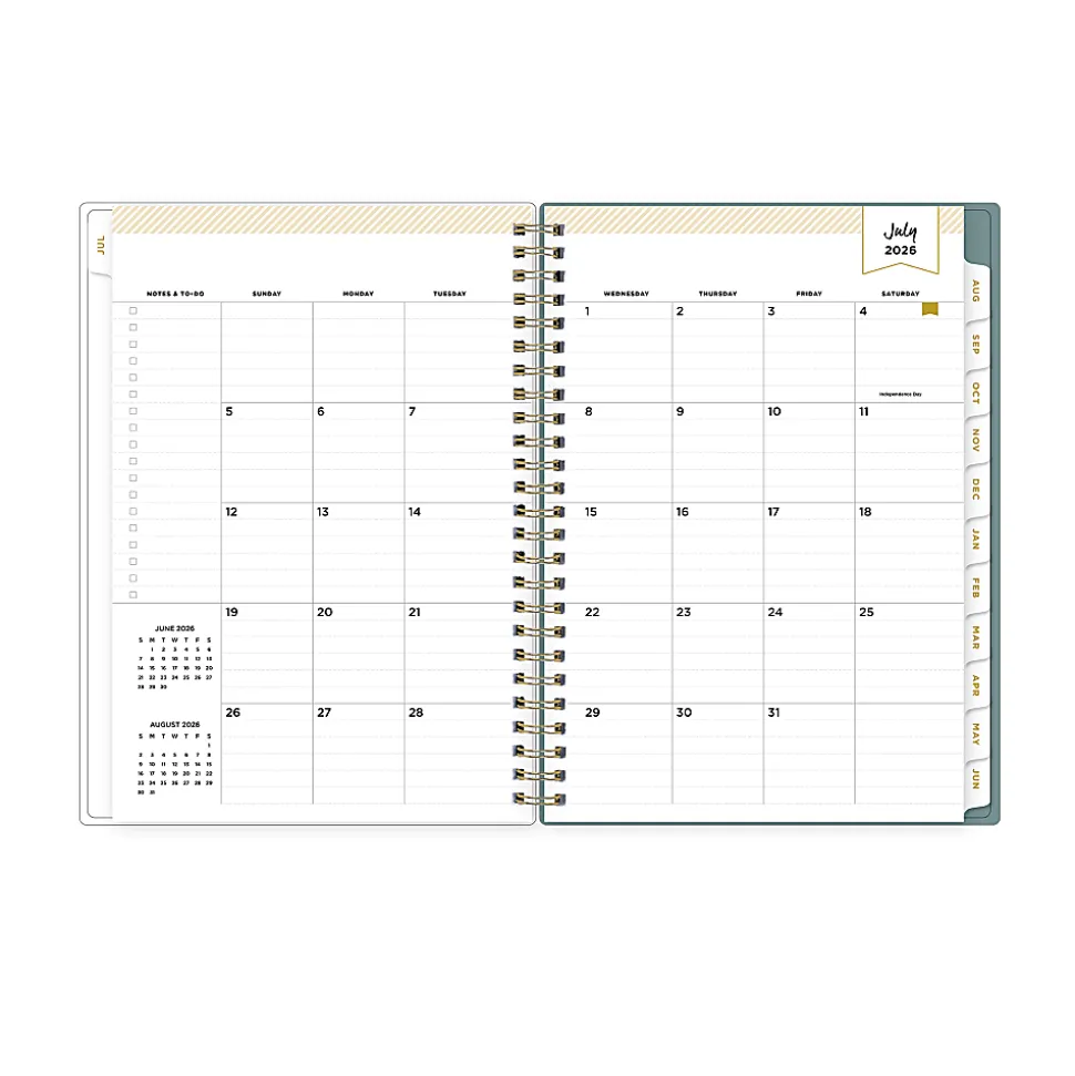Planner Notes DD Scattered Leaves Green 5.875x8.625 AY26–27