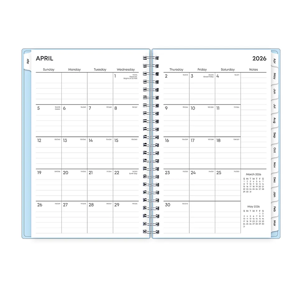 Planning Calendar BS Blues PP Double Pockets 5x8 AY26–27