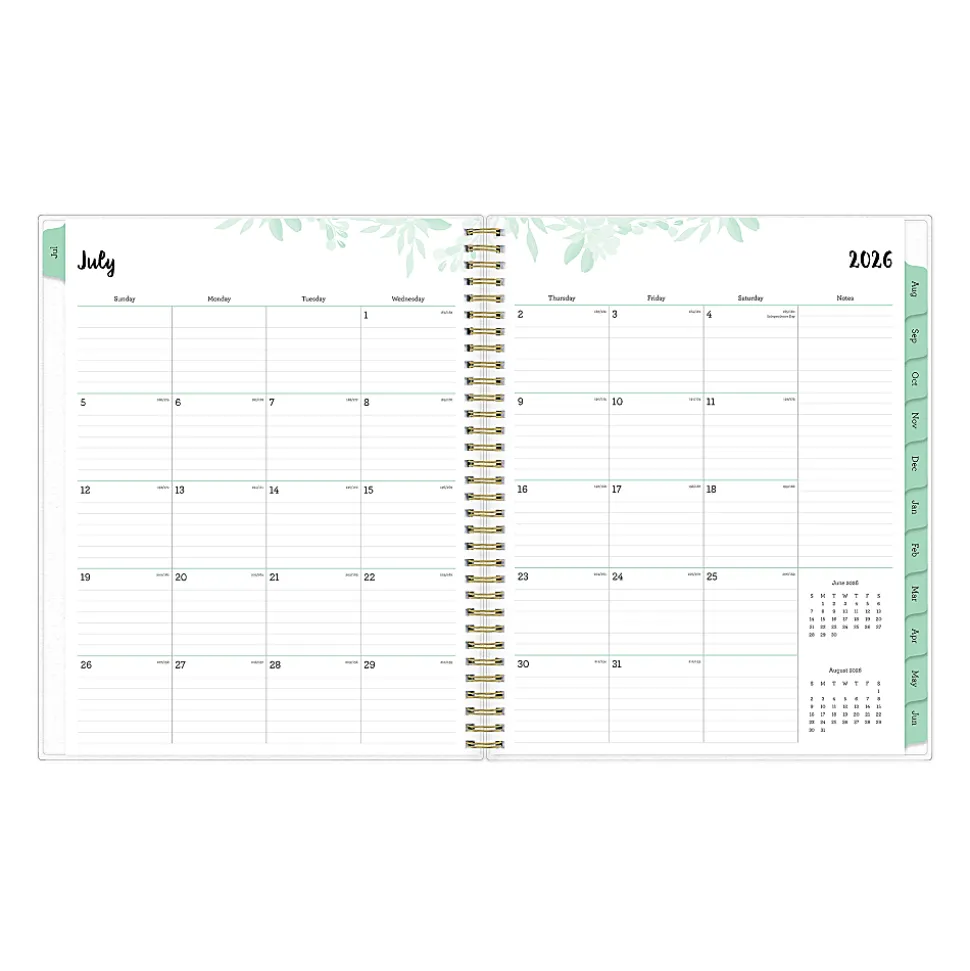Planning Calendar BS Laurel Frosted PP 8.5x11 AY26–27 W/M