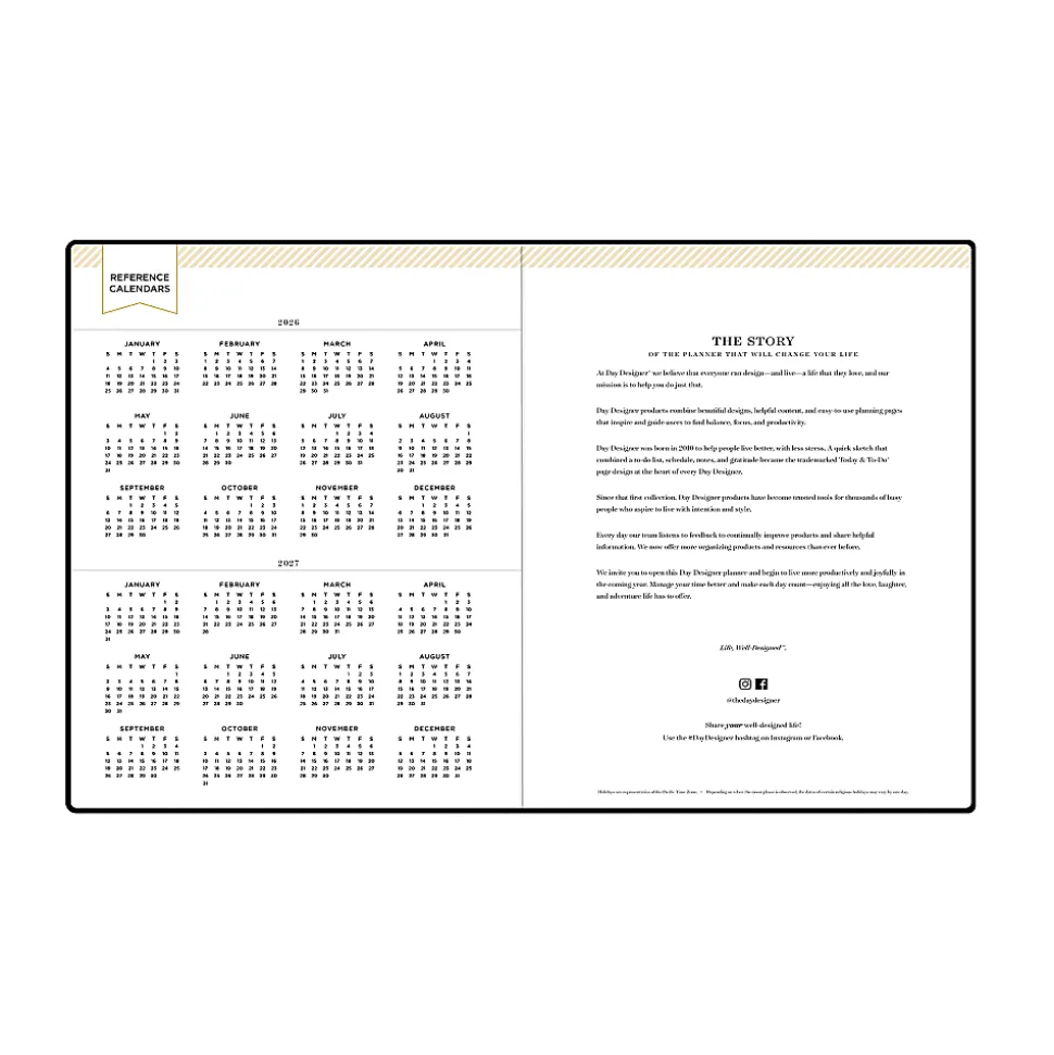 Planning Calendar DD Black FL 8x10 AY26–27 Bookbound