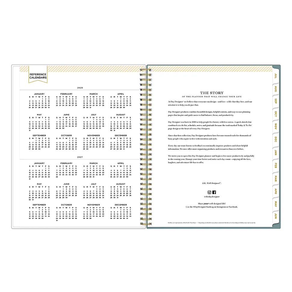 Planning Calendar DD Scattered Leaves Green PP 8.5x11 AY26–27