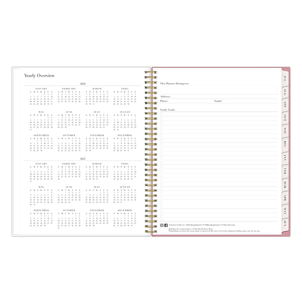 Planning Calendar RP Peony PP 8.5x11 AY26–27 Weekly/Monthly