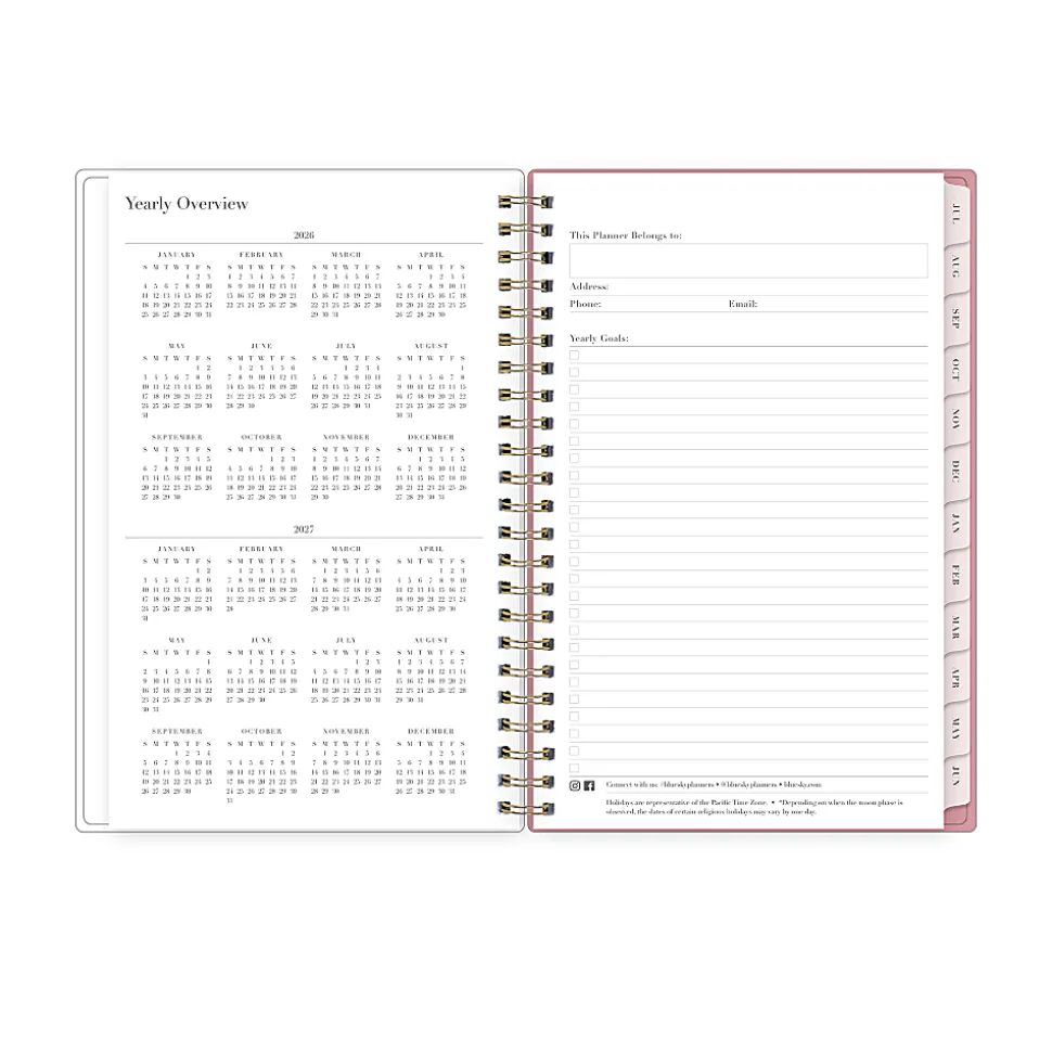 Planning Calendar RP Peony PP 5x8 AY26–27 Weekly/Monthly