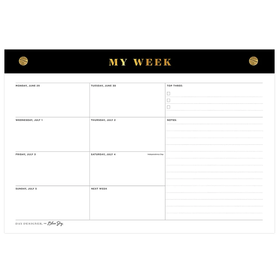 Planning Pad DD Black Matte 10x7.25 AY26–27 Weekly