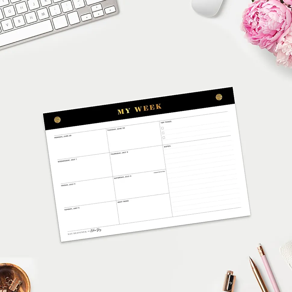 Planning Pad DD Black Matte 10x7.25 AY26–27 Weekly