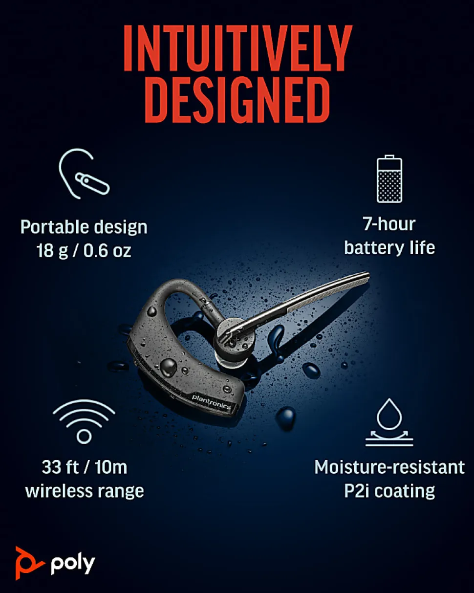 Plantronics® Voyager Legend Wireless Bluetooth® Over The Ear Headset, Black