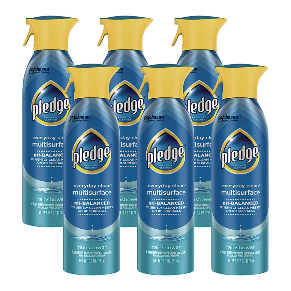 Pledge® Multi-Surface Everyday, Rainshower, 9.7 oz Aerosol Spray, 6/Carton
