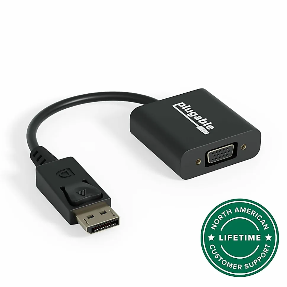 Plugable DisplayPort to VGA Adapter - Active DP/DP to VGA Converter - Compatible with Desktops, Projectors, PC with DP - DPMVGAF