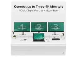 Plugable 12-in-1 USB C Docking Station Triple 4K Displays with 3x HDMI or 3x DisplayPort with 60W Charging