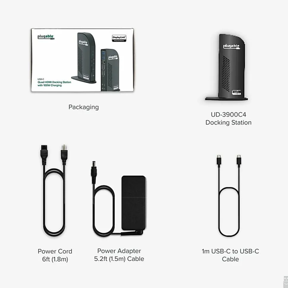 Plugable Plugable USB-C Quad HDMI Docking Station - - UD3900C4