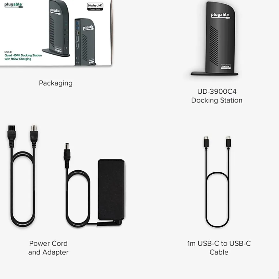 Plugable Plugable USB-C Quad HDMI Docking Station - - UD3900C4
