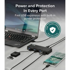 Plugable 7-Port USB 3.0 Hub with 36W Power Adapter - Connect up to seven USB 3.0, 2.0, or 1.1 devices to a single port on any computer, Driverless