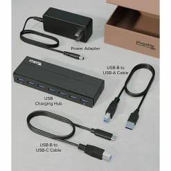 Plugable 7-Port USB 3.0 Hub with 36W Power Adapter - Connect up to seven USB 3.0, 2.0, or 1.1 devices to a single port on any computer, Driverless