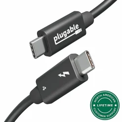 Plugable Thunderbolt 4 Cable with 240W Charging, Thunderbolt Certified, 3.3 Feet (1M),1x 8K Display, 40 Gbps - TBT4240W1M