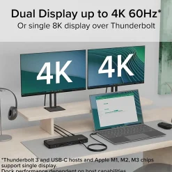 Plugable Thunderbolt 4 Dock with 100W Charging, Thunderbolt Certified - Laptop Docking Station Dual Monitor Single 8K or Dual 4K HDMI - TBT4UD5