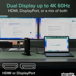 Plugable USB 3.0 and USB-C Dual 4K Display Docking Station with DisplayPort and HDMI  - UD6950Z