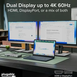 Plugable USB C Laptop Docking Station, Dual Monitor 4K 60Hz  - UD6950PDH