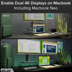 Plugable USB C Laptop Docking Station, Dual Monitor 4K 60Hz  - UD6950PDH