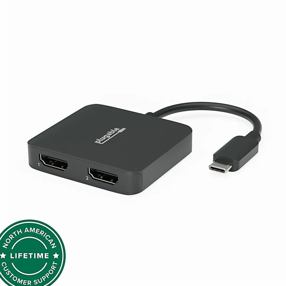 Plugable USB C to HDMI Adapter for Dual Monitors 4K 60Hz, Driverless - USBCMSTH2