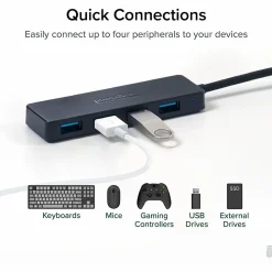 Plugable USB C to USB Adapter Hub, 4 Port USB 3.0 Hub, USB Splitter - USBCHUB4A