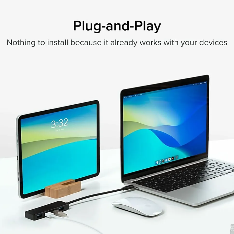 Plugable USB C to USB Adapter Hub, 4 Port USB 3.0 Hub, USB Splitter - USBCHUB4A