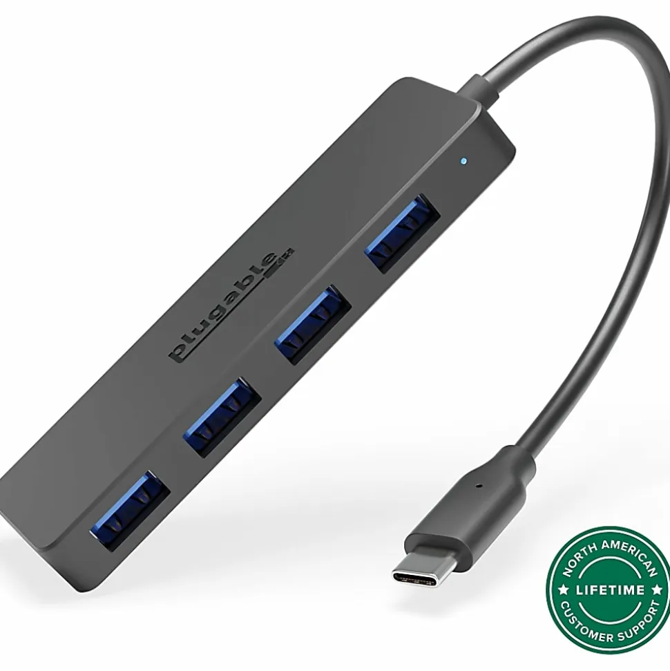 Plugable USB C to USB Adapter Hub, 4 Port USB 3.0 Hub, USB Splitter - USBCHUB4A