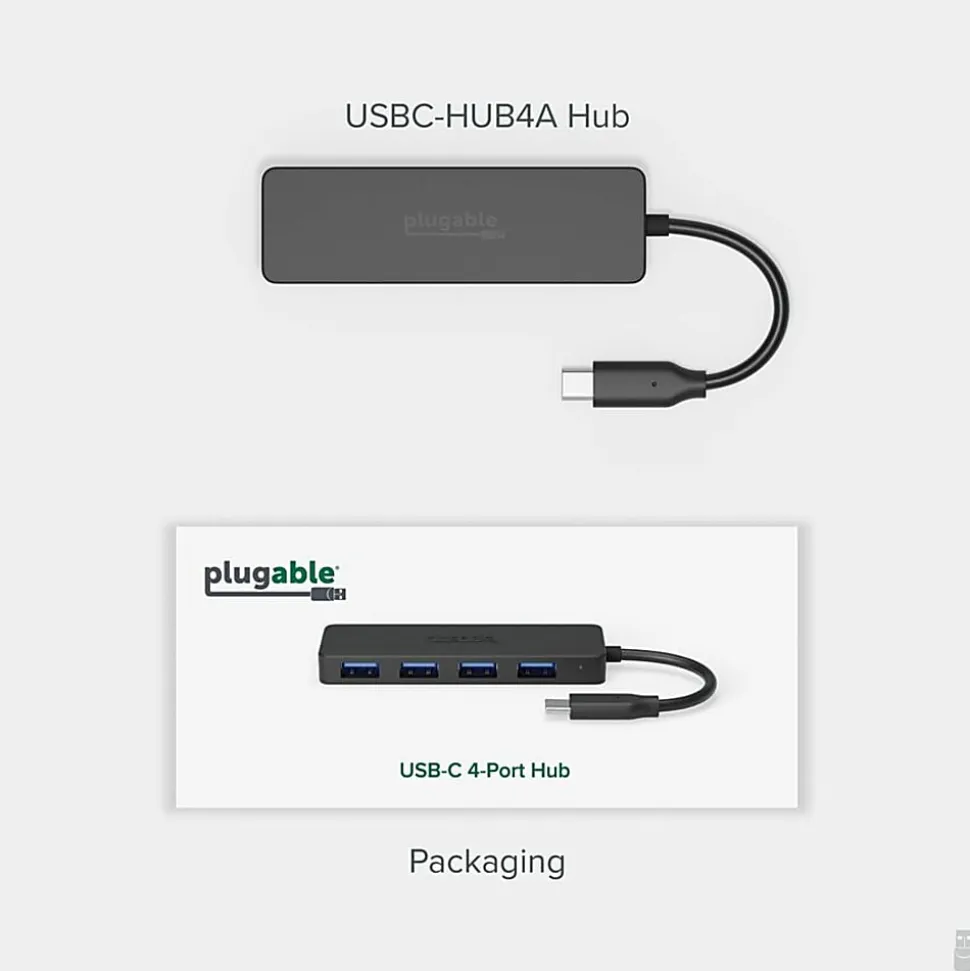 Plugable USB C to USB Adapter Hub, 4 Port USB 3.0 Hub, USB Splitter - USBCHUB4A