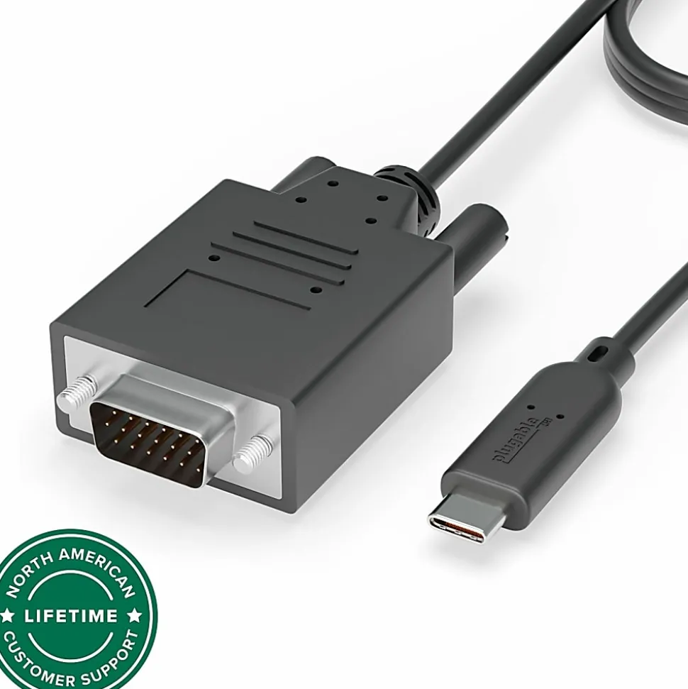 Plugable USB C to VGA Cable - Connect Your USB-C or Thunderbolt 3 Laptop to VGA Displays up to 1920x1080@60Hz - Plugable USB C to VGA Cable