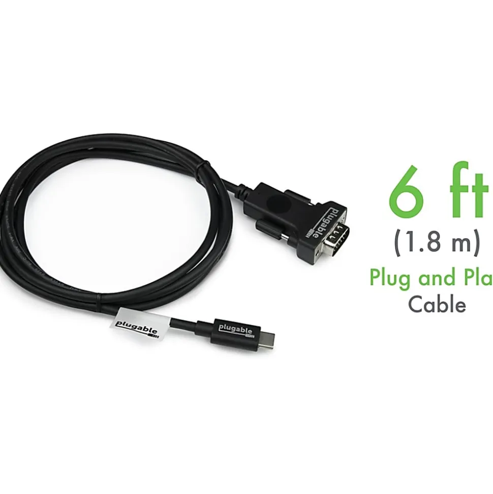 Plugable USB C to VGA Cable - Connect Your USB-C or Thunderbolt 3 Laptop to VGA Displays up to 1920x1080@60Hz - Plugable USB C to VGA Cable