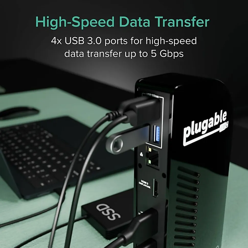 Plugable USB-C Triple Display Docking Station with Charging Support Power Delivery - UDULTCDL