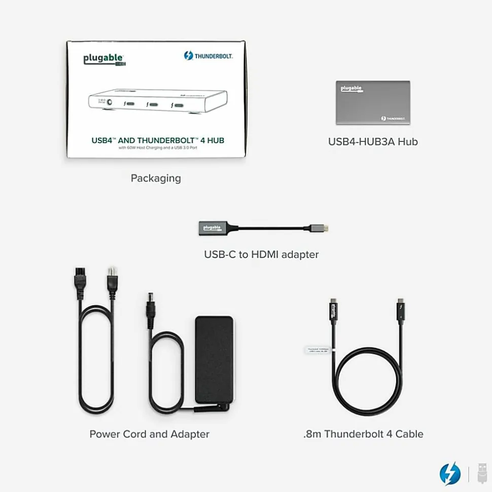 Plugable USB4 Hub 5-in-1 Thunderbolt 4 Hub With 60W Charging, Single 8K Or Dual 4K Display