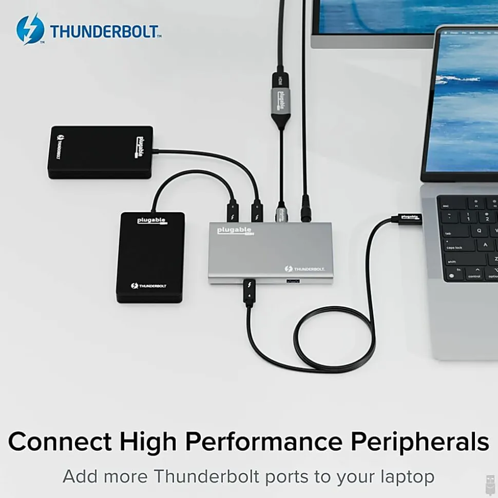 Plugable USB4 Hub 5-in-1 Thunderbolt 4 Hub With 60W Charging, Single 8K Or Dual 4K Display