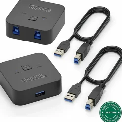 Plugable USB 3.0 Sharing Switch for One-Button Swapping of USB Device or Hub Between Two Computers - (AB Switch)