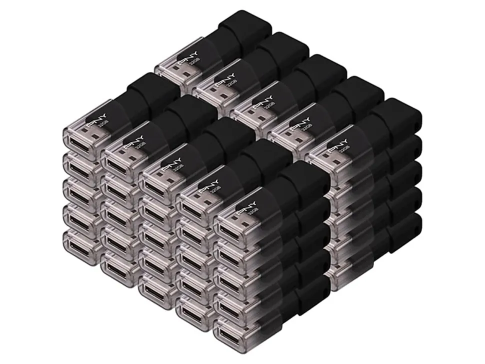 PNY Attache 3 USB 2.0 Flash Drives,32GB,Black Pack of 50 Flash Drives