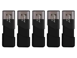 PNY Attaché 3 USB 2.0 Flash Drives, 128GB, Black, Pack Of 5 Drives