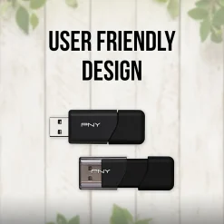 PNY Attaché 3 USB 2.0 Flash Drives, 128GB, Black, Pack Of 5 Drives
