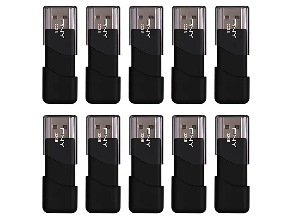 PNY Attaché 3 USB 2.0 Flash Drives, 32GB, Pack Of 10 Flash Drives