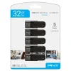 PNY Attaché 4 USB 2.0 Flash Drives, 32GB, Black, Pack Of 5 Drives