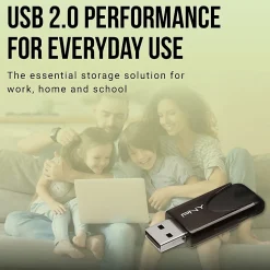 PNY Attaché 4 USB 2.0 Flash Drives, 32GB, Black, Pack Of 5 Drives