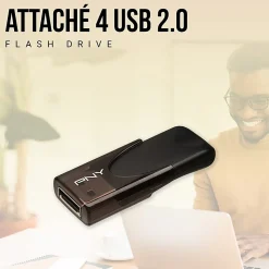 PNY Attaché 4 USB 2.0 Flash Drives, 32GB, Black, Pack Of 5 Drives