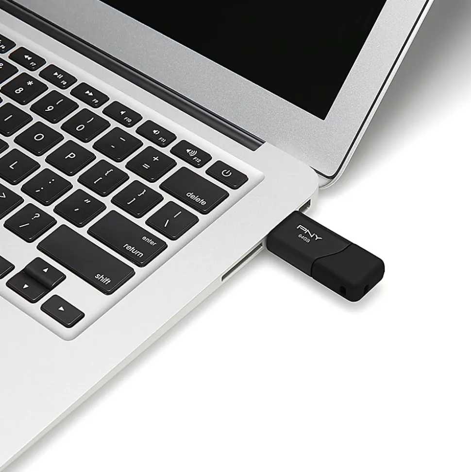 PNY Attaché 3 USB 2.0 Flash Drives, 64GB, Black, Pack Of 10 Drives