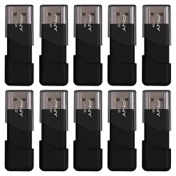 PNY Attaché 3 USB 2.0 Flash Drives, 64GB, Black, Pack Of 10 Drives