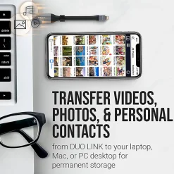 PNY Duo Link iOS USB 3.0 OTG Flash Drive, 128GB, Metal/Gray