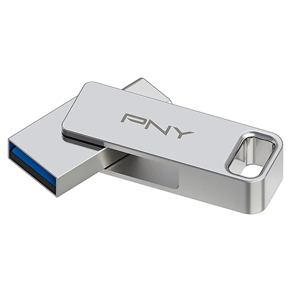 PNY DUO LINK USB 3.2 Type-C Dual Flash Drives, 128GB, Silver