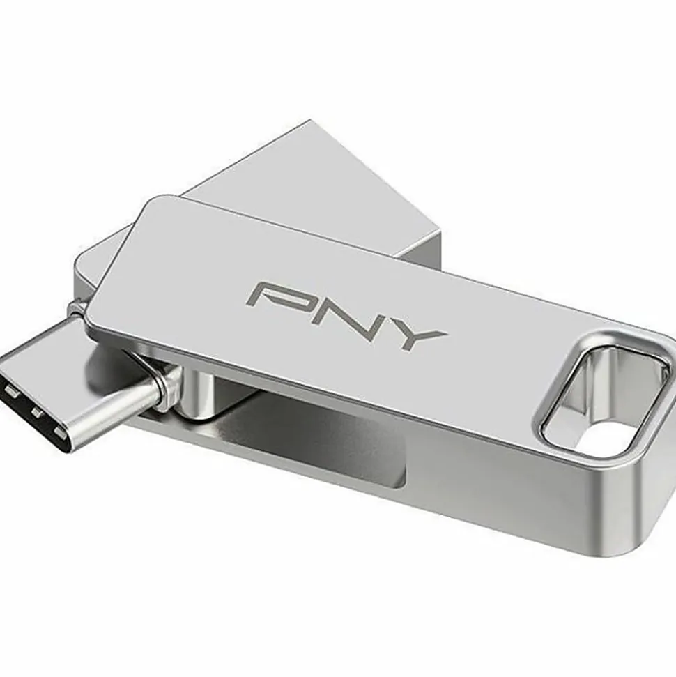 PNY DUO LINK USB 3.2 Type-C Dual Flash Drives, 128GB, Silver