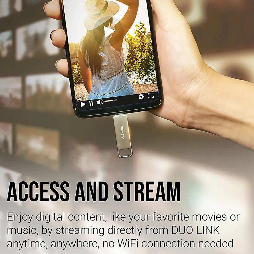 PNY DUO LINK USB 3.2 Type-C Dual Flash Drives, 128GB, Silver