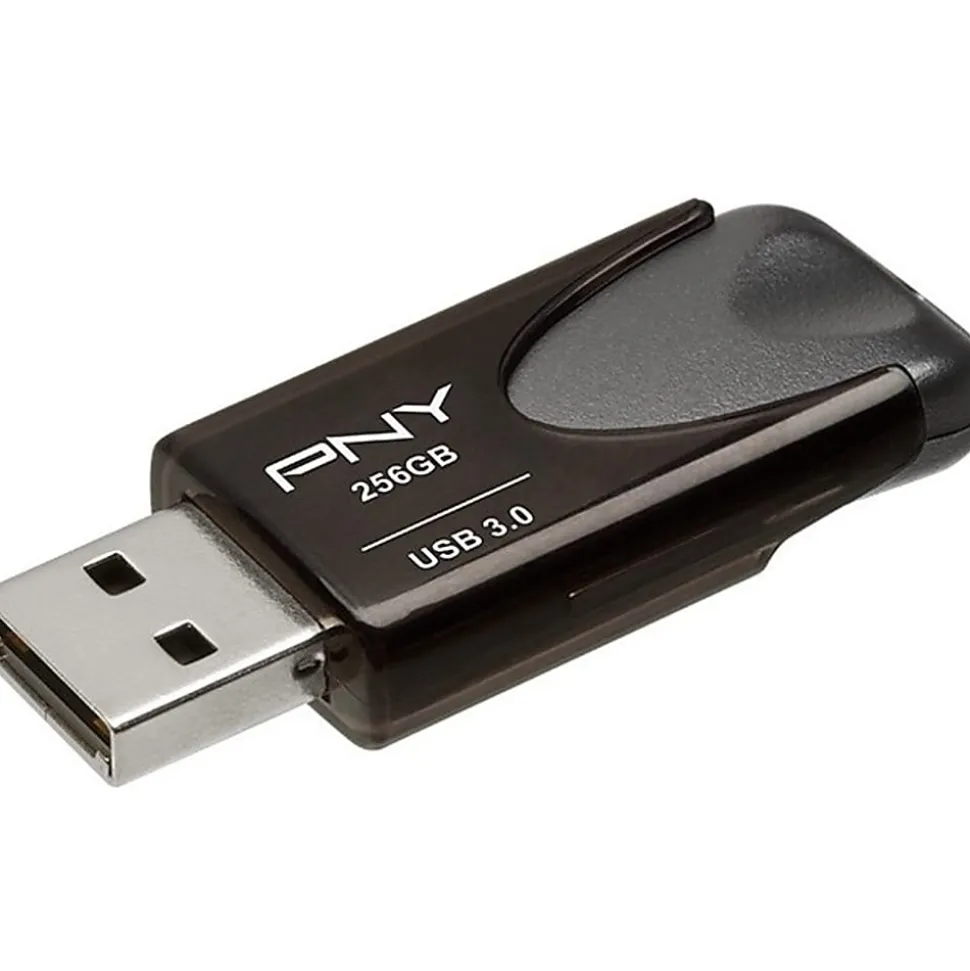 PNY Elite Turbo Attaché 4 USB 3.2 Flash Drive, 256GB, Dark Gray