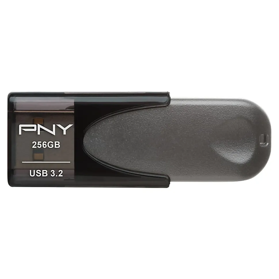 PNY Elite Turbo Attaché 4 USB 3.2 Flash Drive, 256GB, Dark Gray