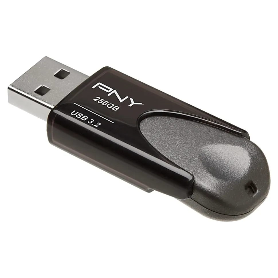 PNY Elite Turbo Attaché 4 USB 3.2 Flash Drive, 256GB, Dark Gray
